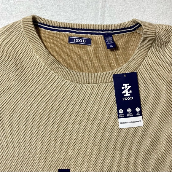 IZOD Honeycomb Crewneck Sweater Men's XXL Rock Heather Pullover Knit Casual NWT - Picture 3 of 15